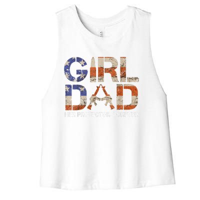 Dad Her Protector Forever Funny Father Of Fun Dad Women's Racerback Cropped Tank