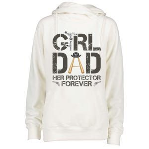 Dad Her Protector Forever Funny Father Womens Funnel Neck Pullover Hood