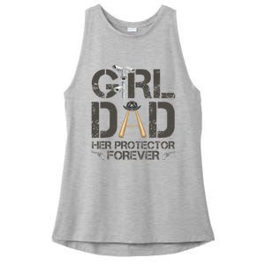 Dad Her Protector Forever Funny Father Ladies PosiCharge Tri-Blend Wicking Tank