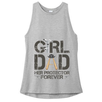 Dad Her Protector Forever Funny Father Ladies PosiCharge Tri-Blend Wicking Tank