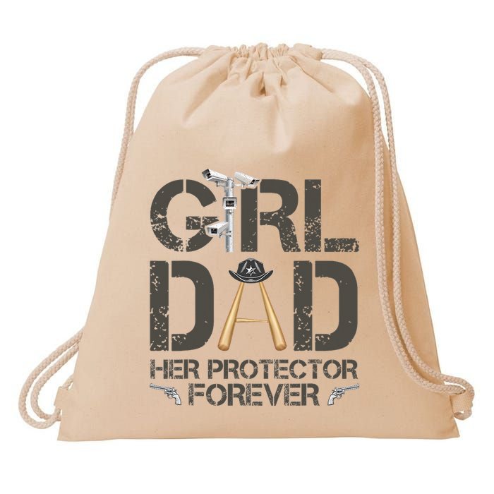 Dad Her Protector Forever Funny Father Drawstring Bag