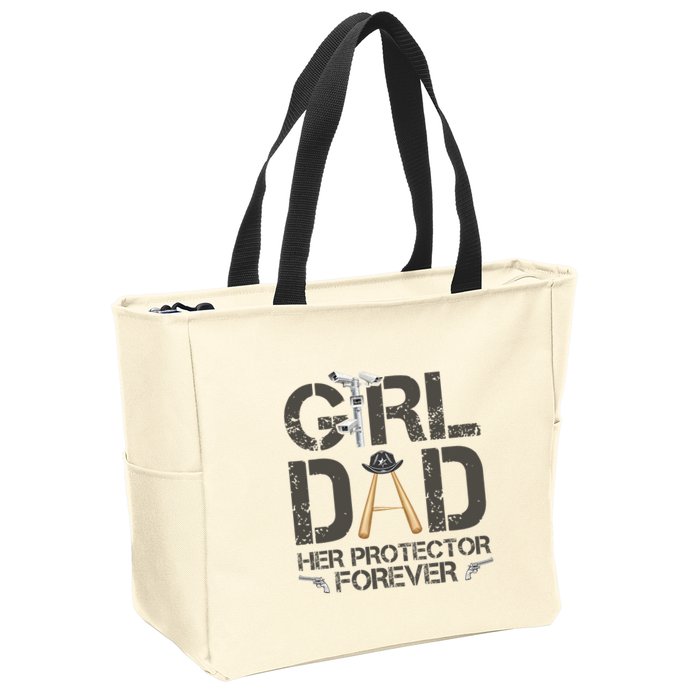 Dad Her Protector Forever Funny Father Zip Tote Bag