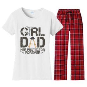 Dad Her Protector Forever Funny Father Women's Flannel Pajama Set