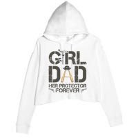 Dad Her Protector Forever Funny Father Crop Fleece Hoodie