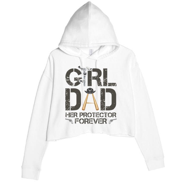 Dad Her Protector Forever Funny Father Crop Fleece Hoodie