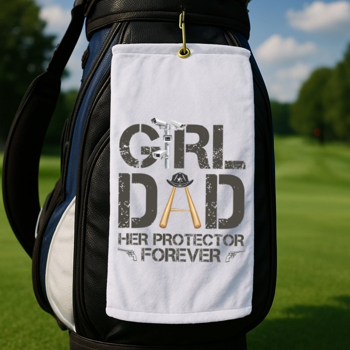 Dad Her Protector Forever Funny Father Golf Towel