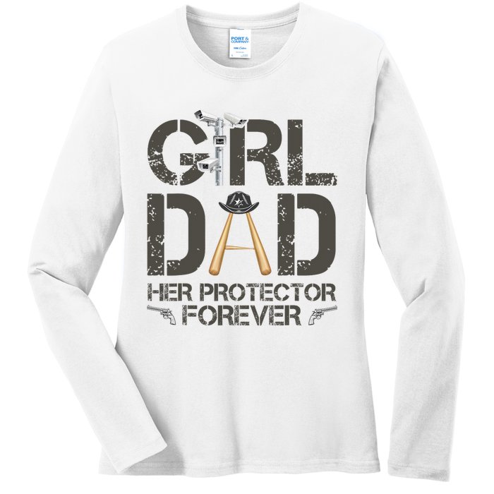 Dad Her Protector Forever Funny Father Ladies Long Sleeve Shirt