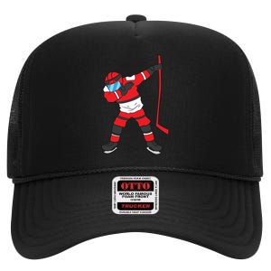 Dabbing Hockey Player Hockey Son Hockey Boy Gift Ice Hockey High Crown Mesh Back Trucker Hat