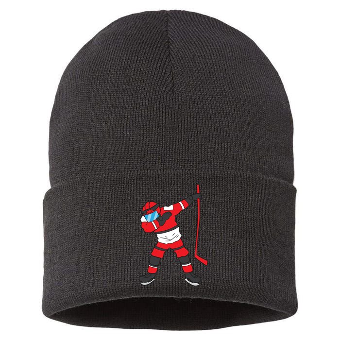 Dabbing Hockey Player Hockey Son Hockey Boy Gift Ice Hockey Sustainable Knit Beanie