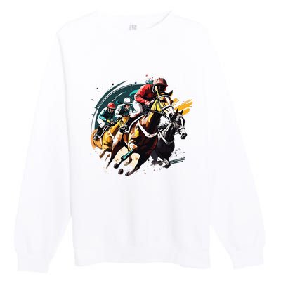 Derby Horse Racing Race Owner Horse Racing Gambling Premium Crewneck Sweatshirt