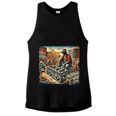 Dj Hiphop Retro Music Block Bronx Party Ladies PosiCharge Tri-Blend Wicking Tank