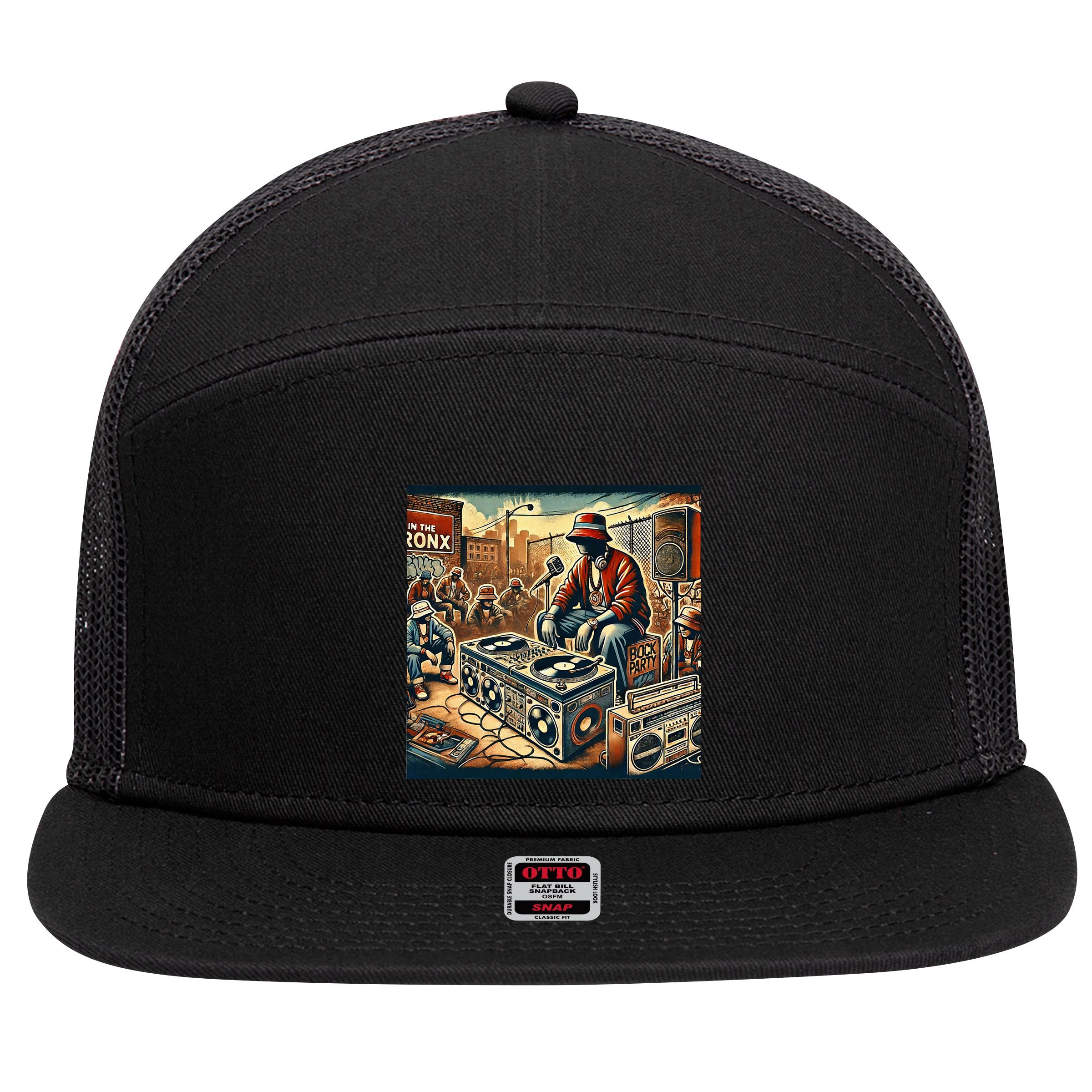 Dj Hiphop Retro Music Block Bronx Party 7 Panel Mesh Trucker Snapback Hat
