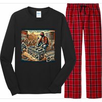 Dj Hiphop Retro Music Block Bronx Party Long Sleeve Pajama Set