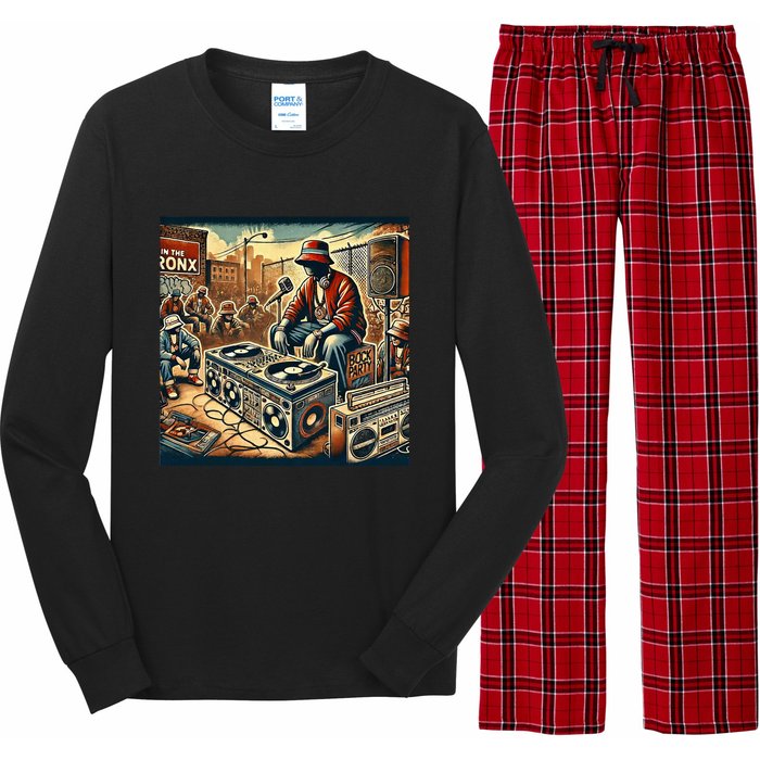 Dj Hiphop Retro Music Block Bronx Party Long Sleeve Pajama Set