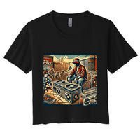 Dj Hiphop Retro Music Block Bronx Party Women's Crop Top Tee