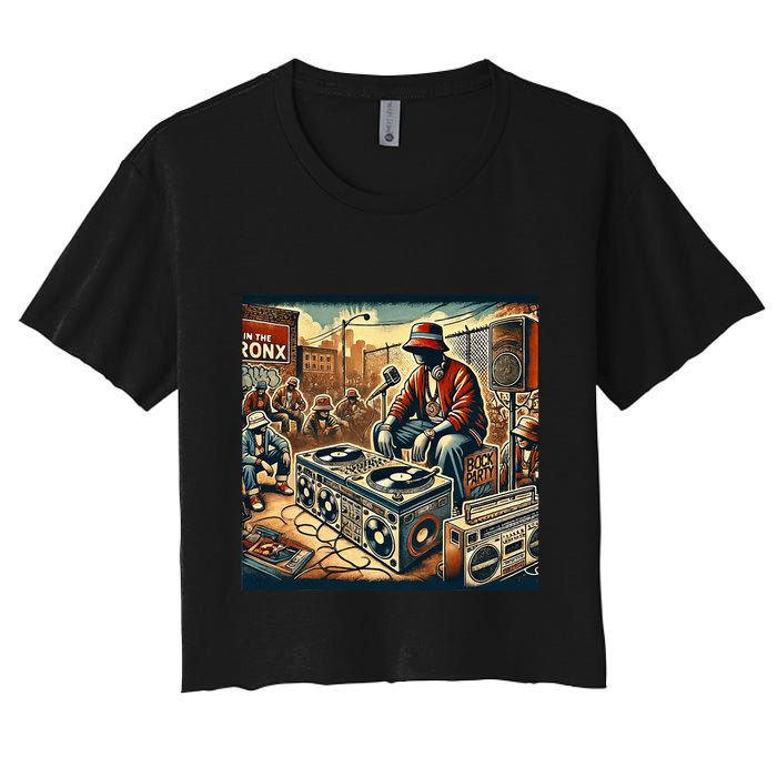 Dj Hiphop Retro Music Block Bronx Party Women's Crop Top Tee