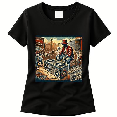 Dj Hiphop Retro Music Block Bronx Party Womens T-Shirt
