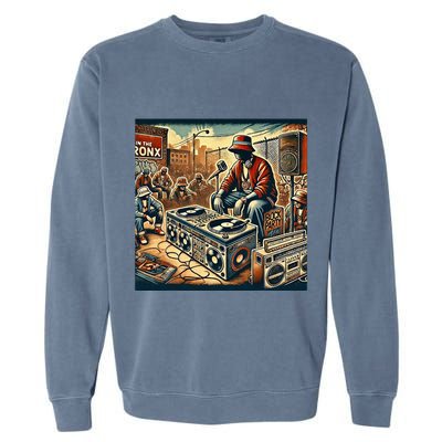 Dj Hiphop Retro Music Block Bronx Party Garment-Dyed Sweatshirt