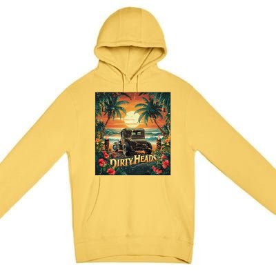 Dirty Heads Retro Beach Humor Palms Beach Car Summer Vibes Premium Pullover Hoodie