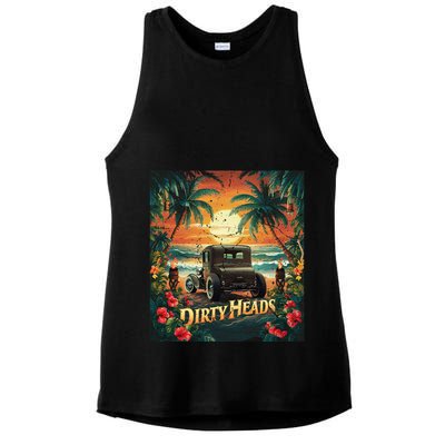Dirty Heads Retro Beach Humor Palms Beach Car Summer Vibes Ladies PosiCharge Tri-Blend Wicking Tank