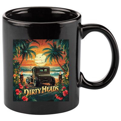 Dirty Heads Retro Beach Humor Palms Beach Car Summer Vibes 11oz C Handle Ceramic Mug