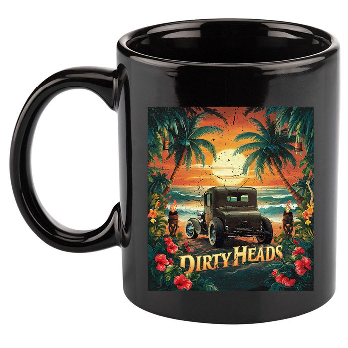 Dirty Heads Retro Beach Humor Palms Beach Car Summer Vibes 11oz C Handle Ceramic Mug