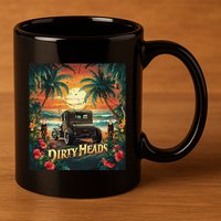 Dirty Heads Retro Beach Humor Palms Beach Car Summer Vibes 11oz C Handle Ceramic Mug