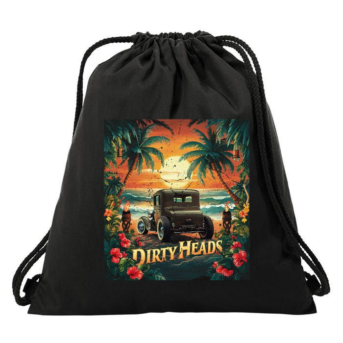 Dirty Heads Retro Beach Humor Palms Beach Car Summer Vibes Drawstring Bag