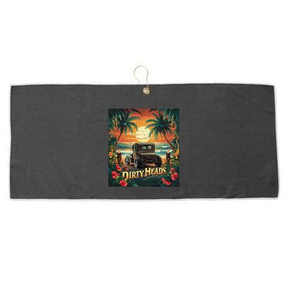 Dirty Heads Retro Beach Humor Palms Beach Car Summer Vibes Large Microfiber Waffle Golf Towel