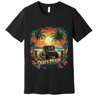 Dirty Heads Retro Beach Humor Palms Beach Car Summer Vibes Premium T-Shirt