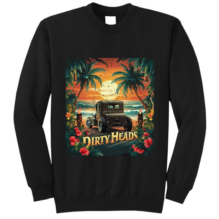 Dirty Heads Retro Beach Humor Palms Beach Car Summer Vibes Tall Sweatshirt