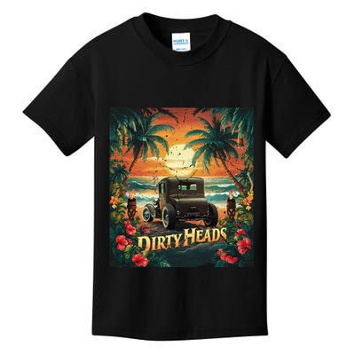 Dirty Heads Retro Beach Humor Palms Beach Car Summer Vibes Kids T-Shirt