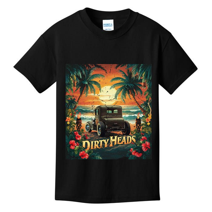 Dirty Heads Retro Beach Humor Palms Beach Car Summer Vibes Kids T-Shirt