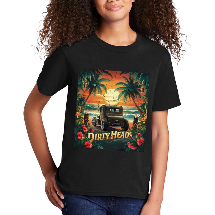 Dirty Heads Retro Beach Humor Palms Beach Car Summer Vibes Kids T-Shirt