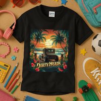 Dirty Heads Retro Beach Humor Palms Beach Car Summer Vibes Kids T-Shirt