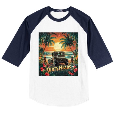 Dirty Heads Retro Beach Humor Palms Beach Car Summer Vibes Baseball Sleeve Shirt