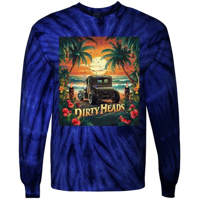 Dirty Heads Retro Beach Humor Palms Beach Car Summer Vibes Tie-Dye Long Sleeve Shirt