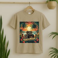 Dirty Heads Retro Beach Humor Palms Beach Car Summer Vibes T-Shirt