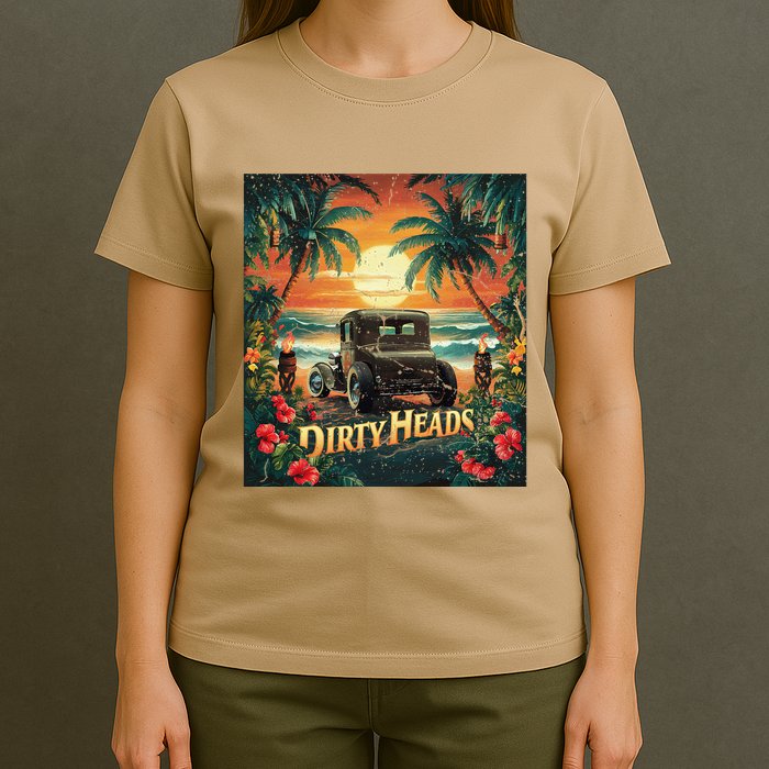 Dirty Heads Retro Beach Humor Palms Beach Car Summer Vibes T-Shirt