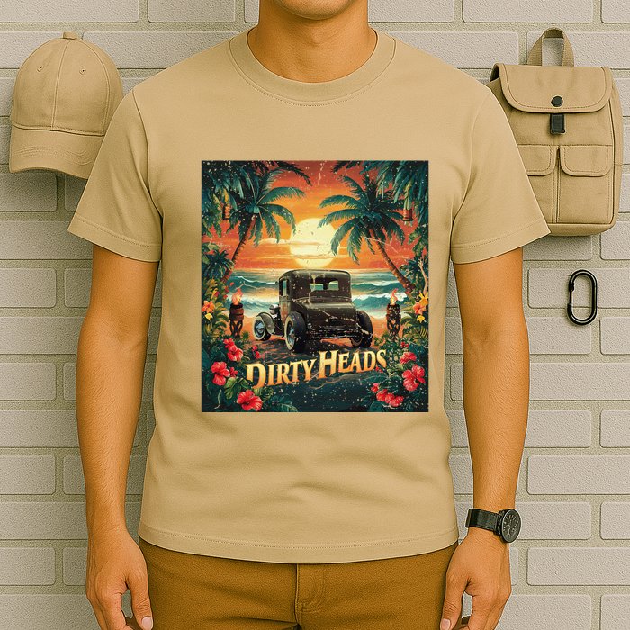 Dirty Heads Retro Beach Humor Palms Beach Car Summer Vibes T-Shirt