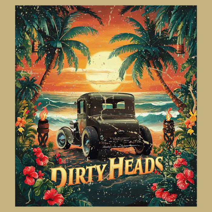 Dirty Heads Retro Beach Humor Palms Beach Car Summer Vibes T-Shirt