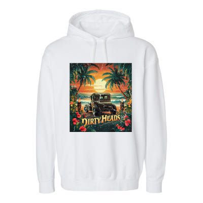 Dirty Heads Retro Beach Humor Palms Beach Car Summer Vibes Garment-Dyed Fleece Hoodie