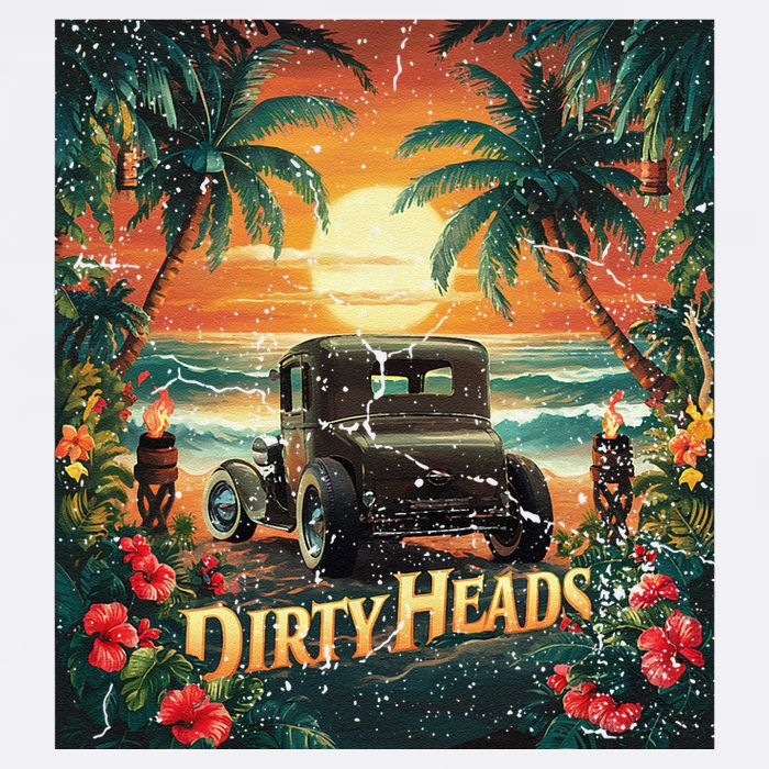 Dirty Heads Retro Beach Humor Palms Beach Car Summer Vibes Garment-Dyed Sweatshirt