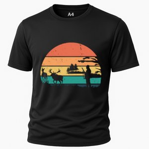 Deer Hunting Retro Sunset Nature Cooling Performance Crew T-Shirt