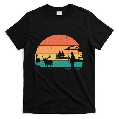 Deer Hunting Retro Sunset Nature T-Shirt