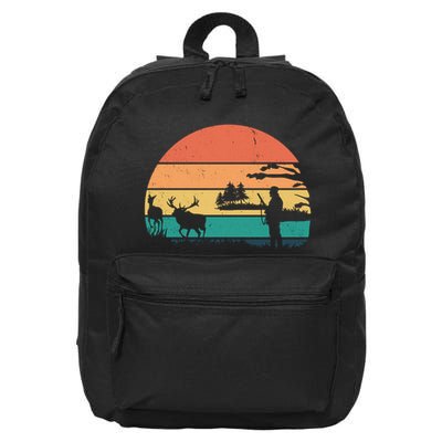 Deer Hunting Retro Sunset Nature 16 in Basic Backpack