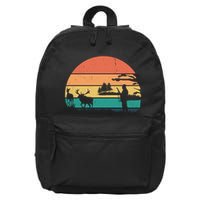 Deer Hunting Retro Sunset Nature 16 in Basic Backpack