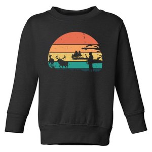 Deer Hunting Retro Sunset Nature Toddler Sweatshirt