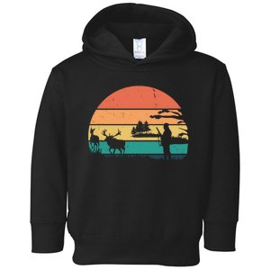 Deer Hunting Retro Sunset Nature Toddler Hoodie