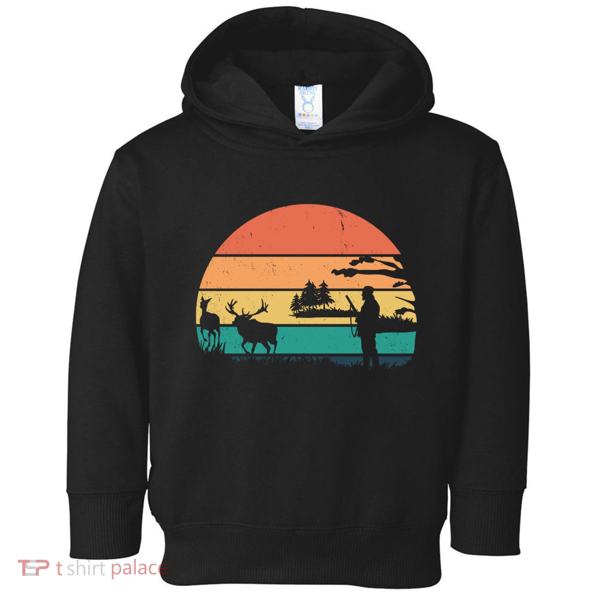 Deer Hunting Retro Sunset Nature Toddler Hoodie